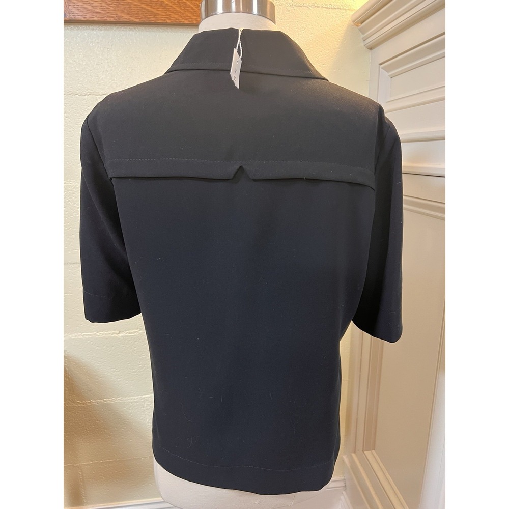 NWT Trina Turk Black Blouse Top With Pockets Size Small Made In USA - Picture 3 of 7